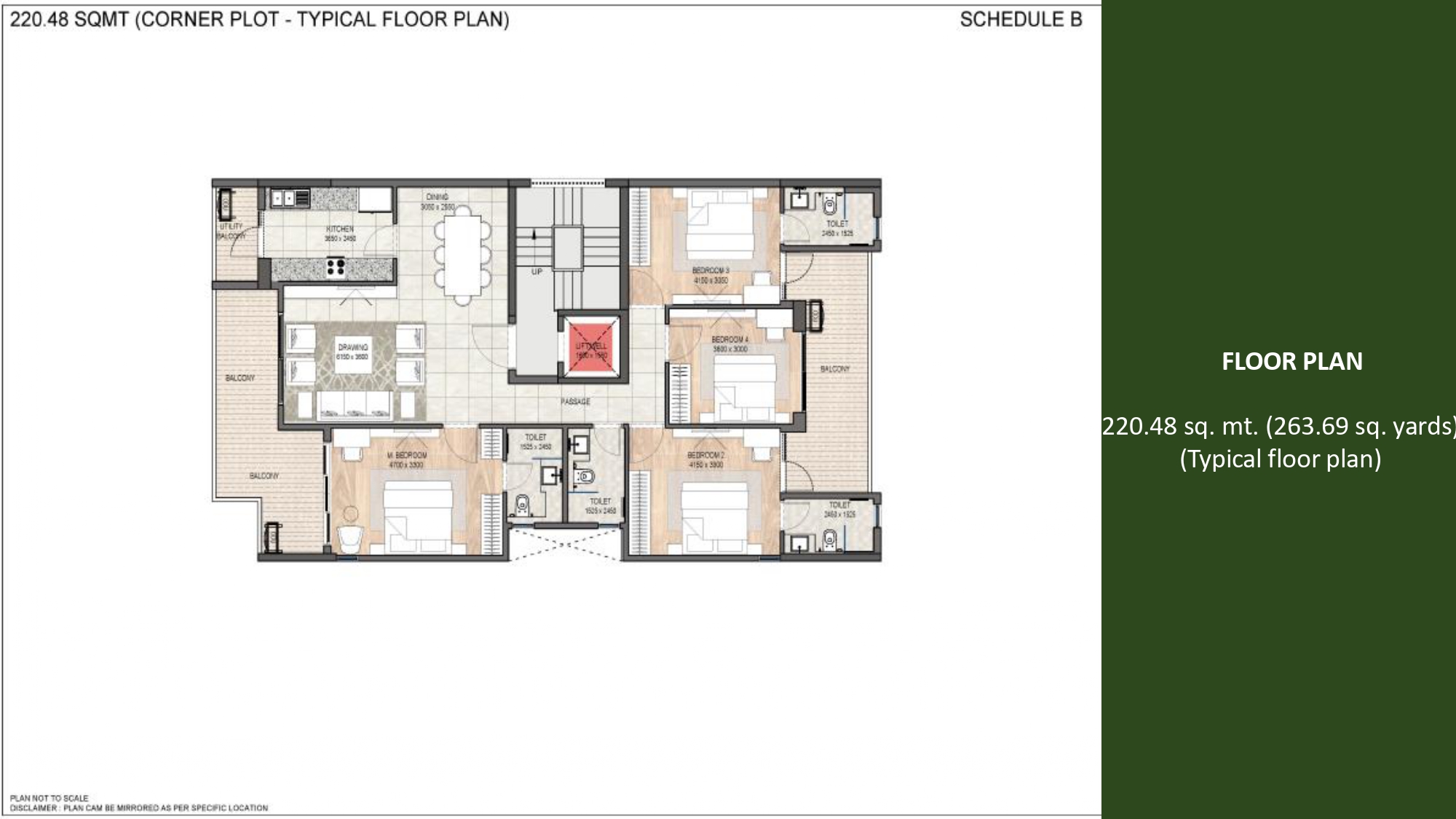 262 sqyards Typical Floor Plan