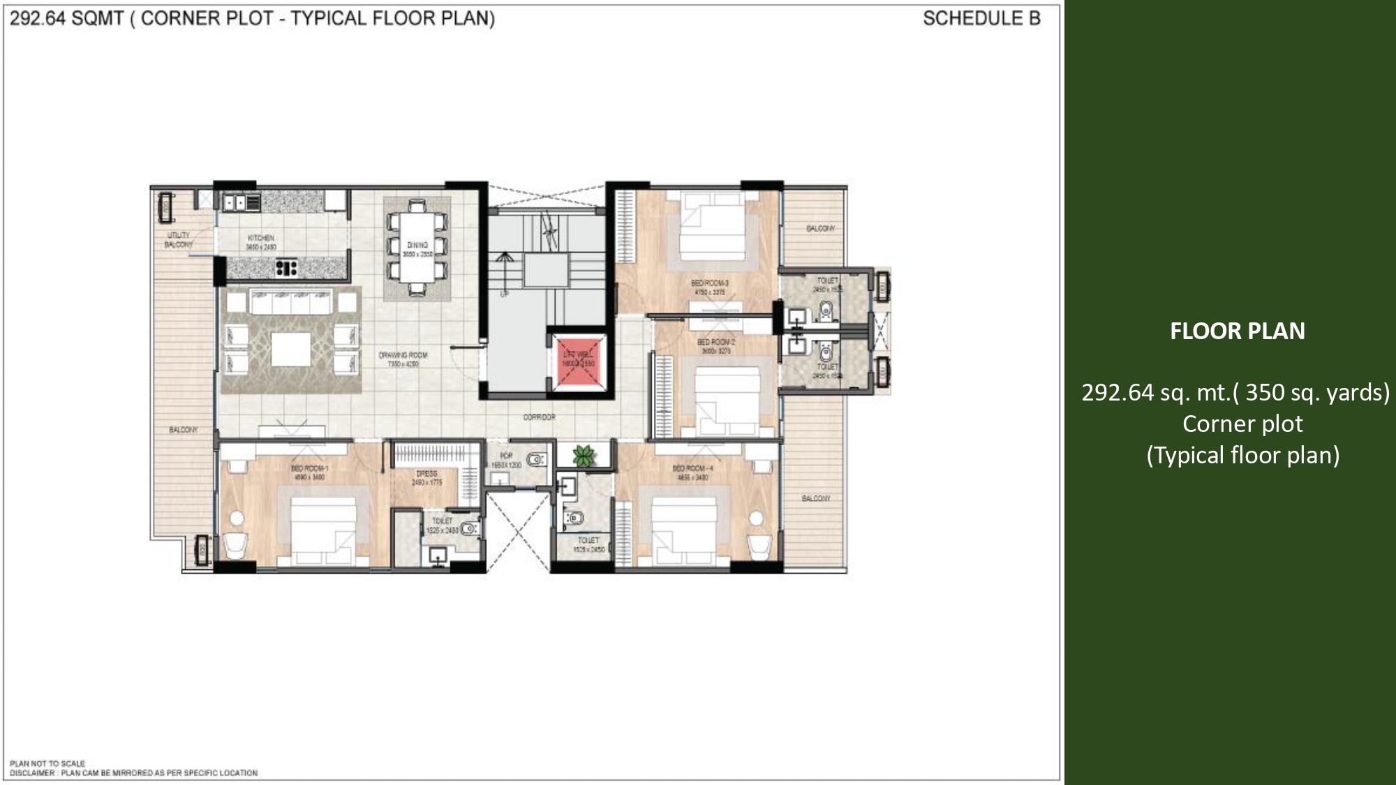 350 sqyards Typical Floor Plan