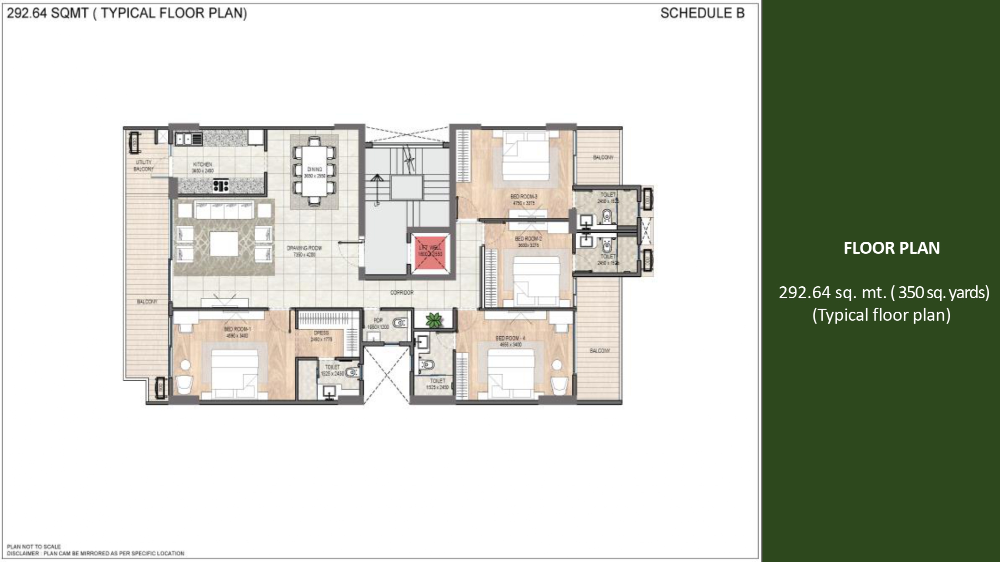 352 sqyards Typical Floor Plan