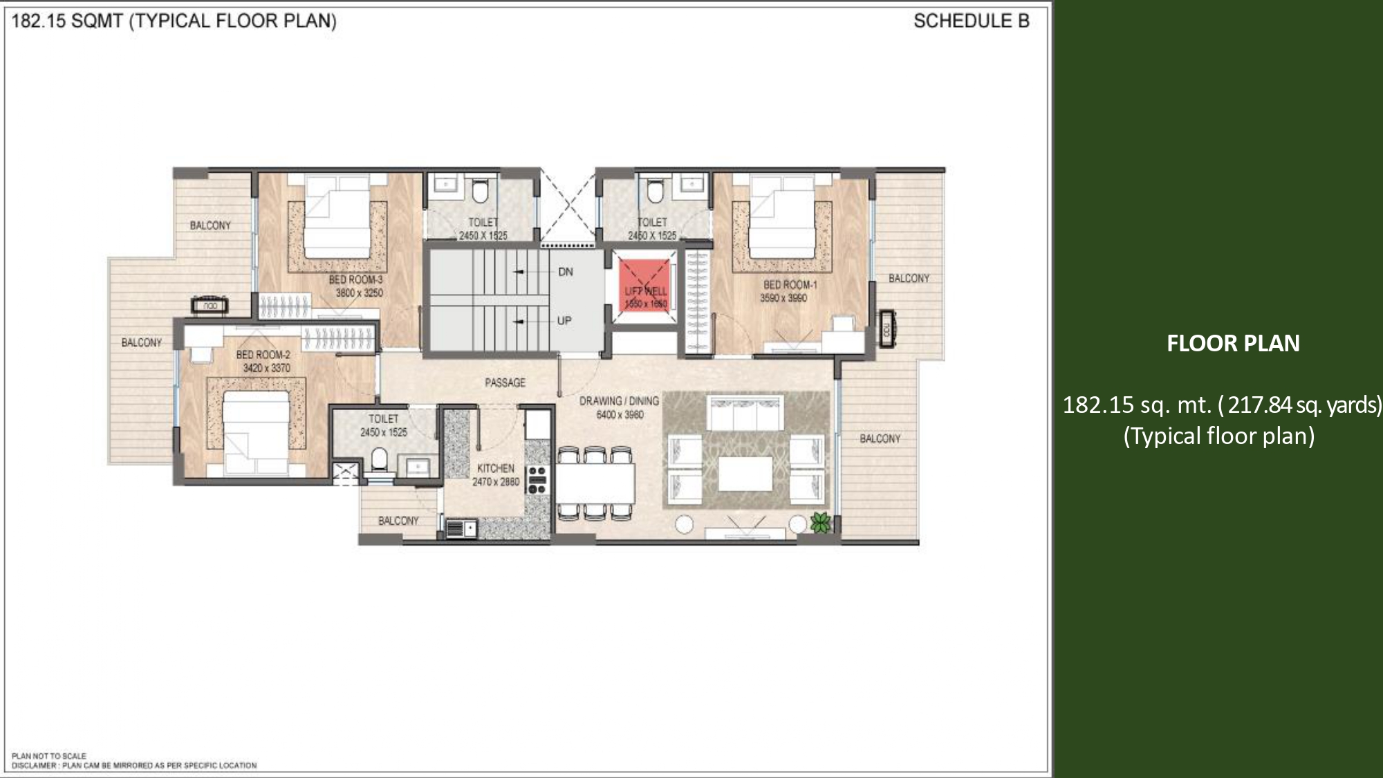 218 sqyards Typical Floor Plan