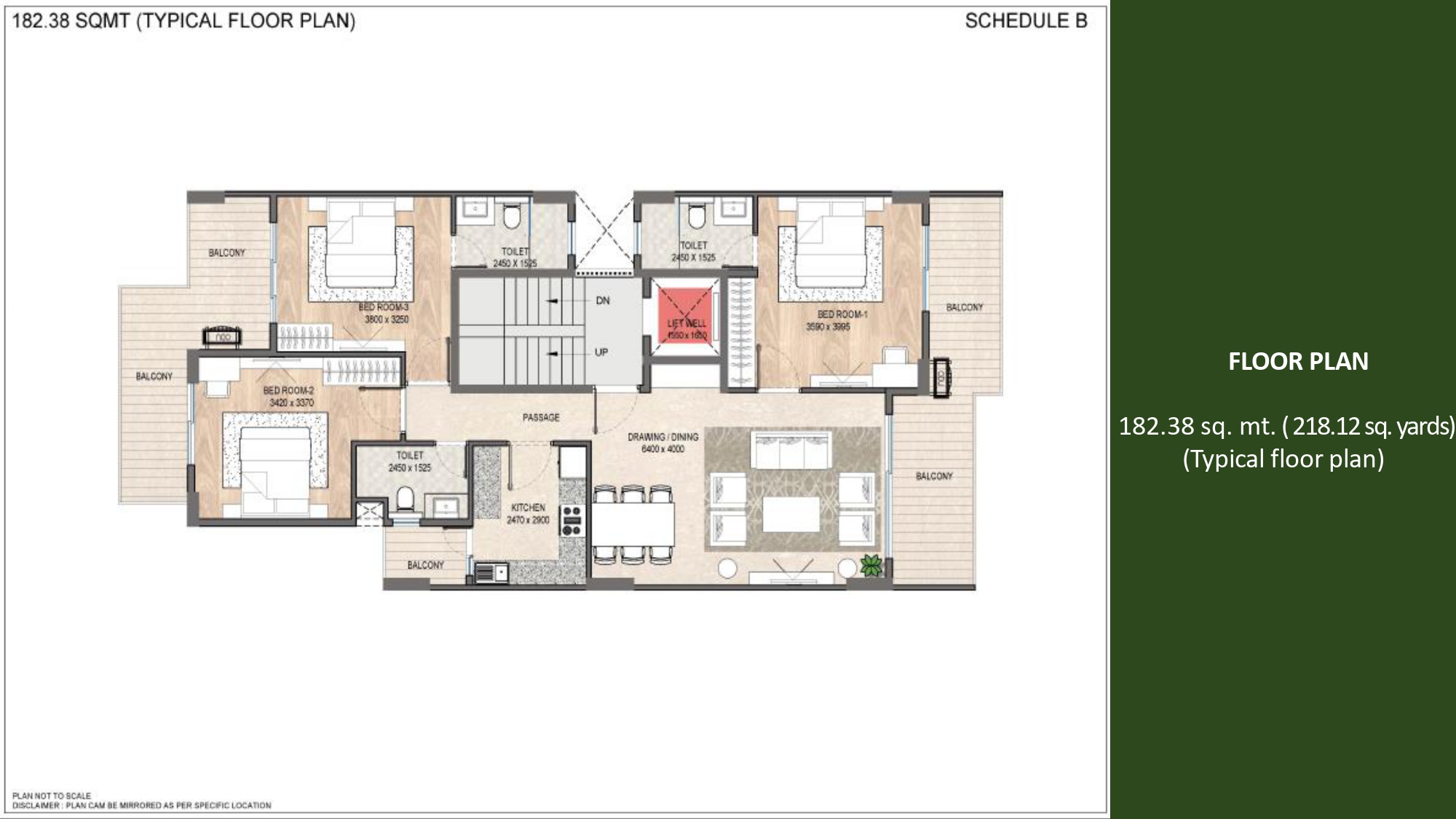 218 sqyards Typical Floor Plan
