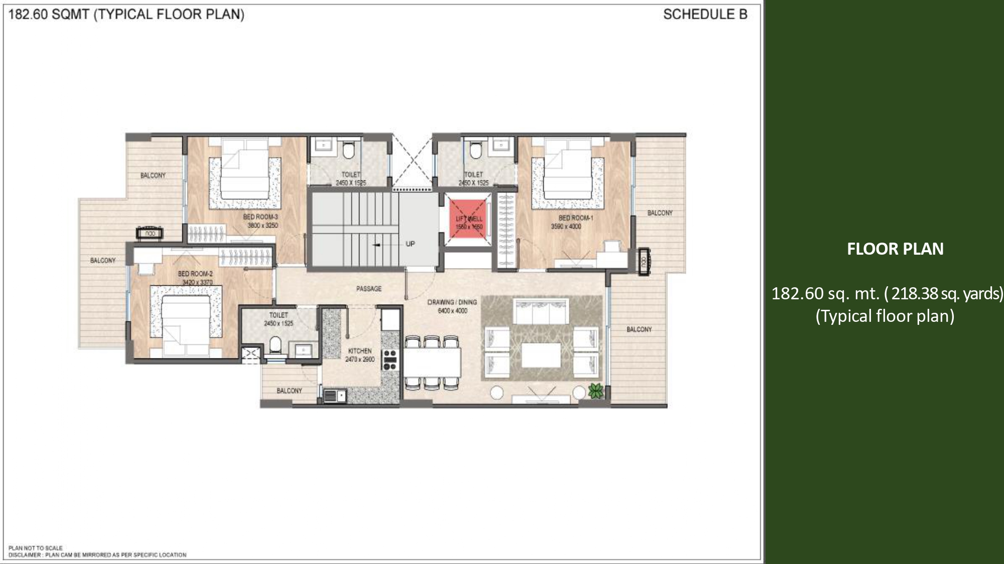 249.96 sqyards Typical Floor Plan